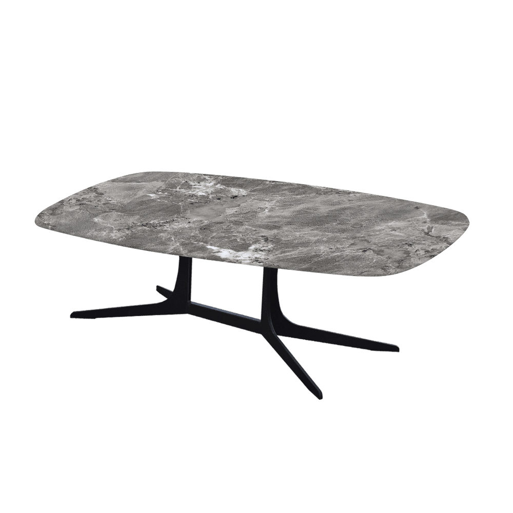 HANNA – Mix & Match Marble Coffee Table with Black Metal Leg (1200mm x 700mm)