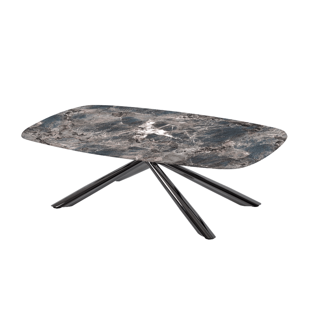 XYLIA – Mix & Match Marble Coffee Table with Black Glossy Metal Leg (1200mm x 700mm)