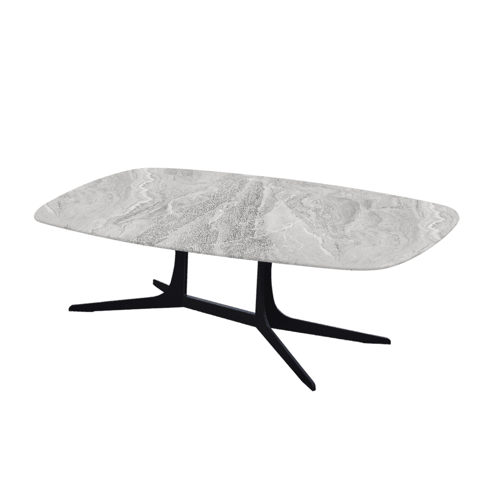 HANNA – Mix & Match Marble Coffee Table with Black Metal Leg (1200mm x 700mm)