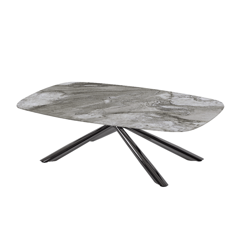 XYLIA – Mix & Match Marble Coffee Table with Black Glossy Metal Leg (1200mm x 700mm)