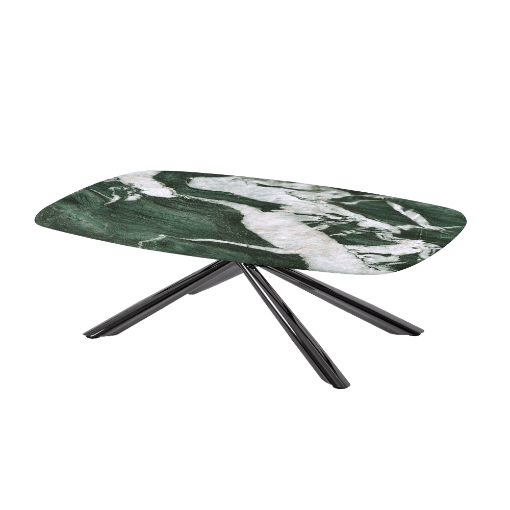 XYLIA – Mix & Match Marble Coffee Table with Black Glossy Metal Leg (1200mm x 700mm)