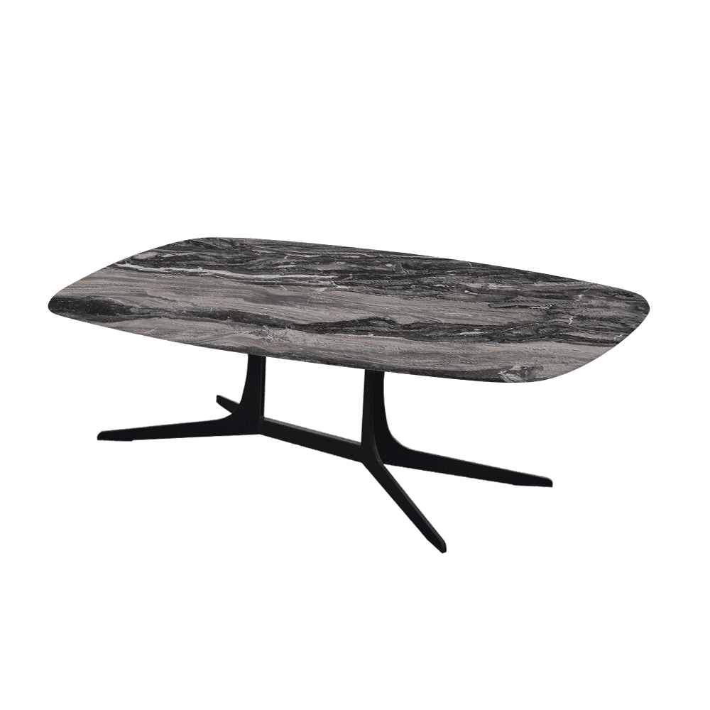 HANNA – Mix & Match Marble Coffee Table with Black Metal Leg (1200mm x 700mm)