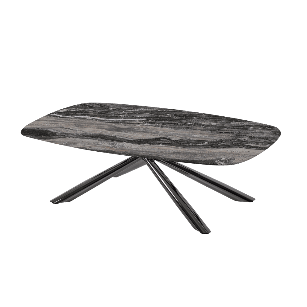 XYLIA – Mix & Match Marble Coffee Table with Black Glossy Metal Leg (1200mm x 700mm)