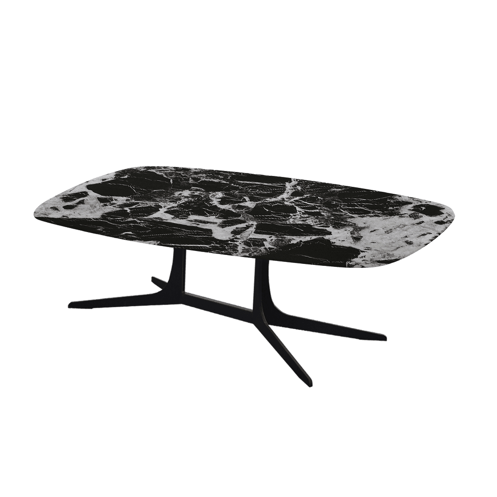 HANNA – Mix & Match Marble Coffee Table with Black Metal Leg (1200mm x 700mm)