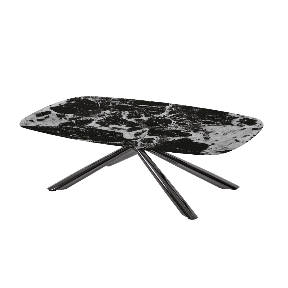 XYLIA – Mix & Match Marble Coffee Table with Black Glossy Metal Leg (1200mm x 700mm)