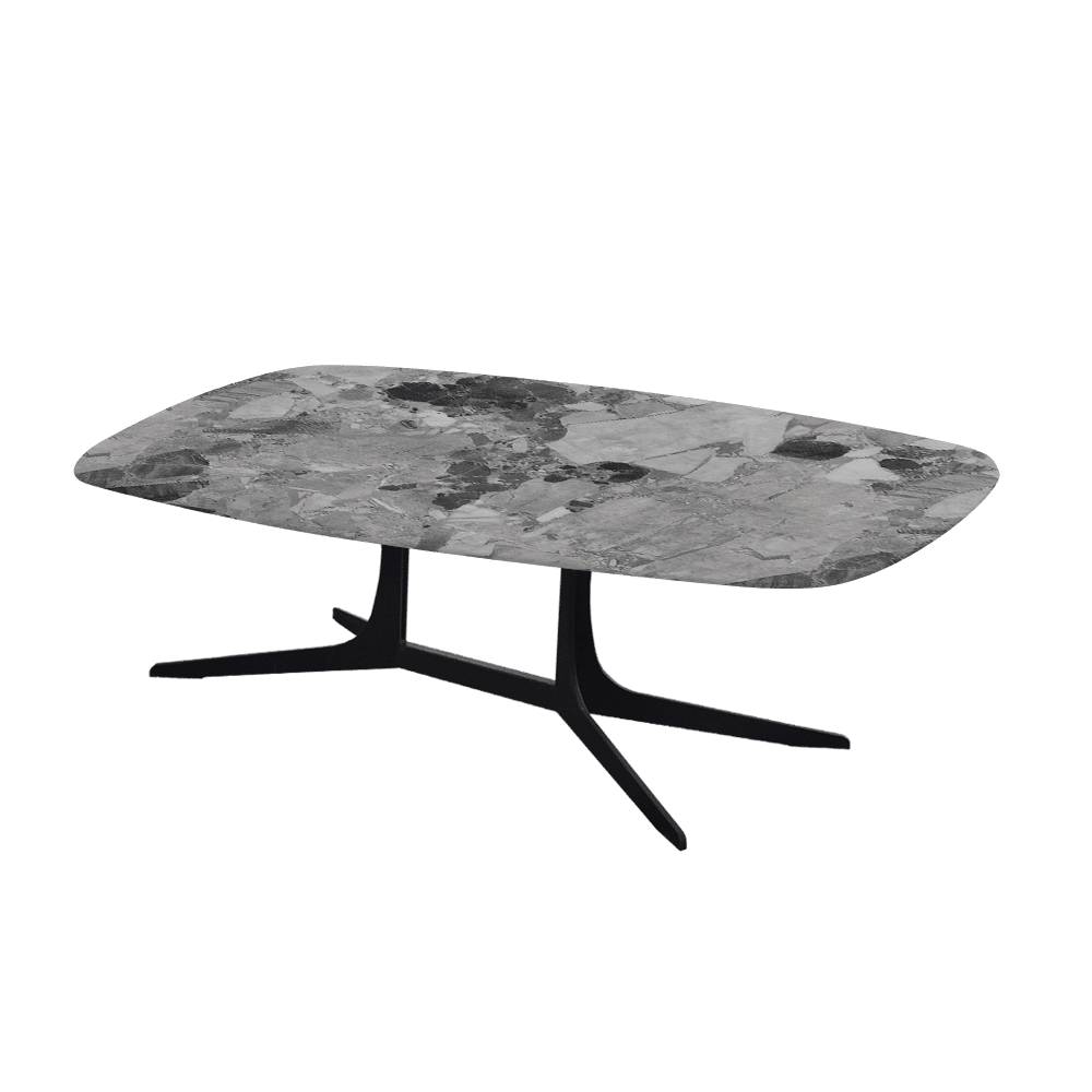 HANNA – Mix & Match Marble Coffee Table with Black Metal Leg (1200mm x 700mm)