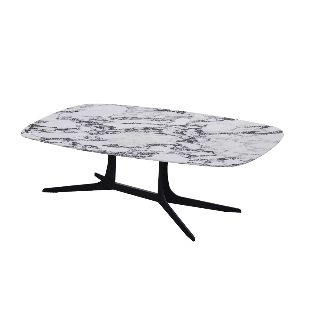 HANNA – Mix & Match Marble Coffee Table with Black Metal Leg (1200mm x 700mm)