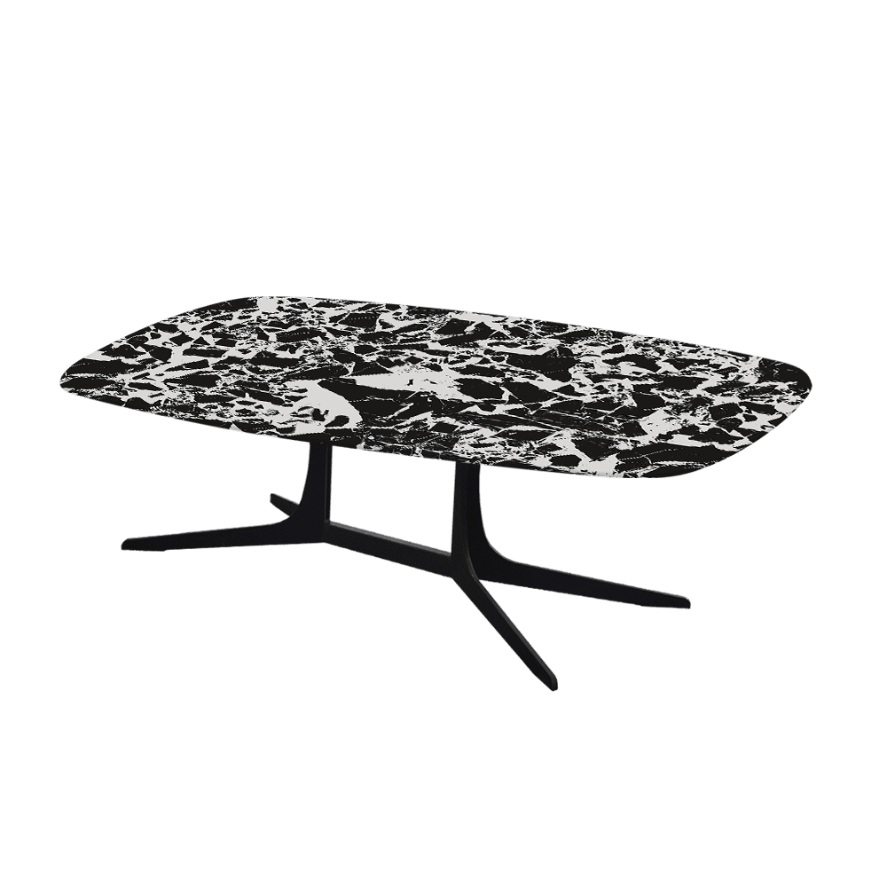 HANNA – Mix & Match Marble Coffee Table with Black Metal Leg (1200mm x 700mm)