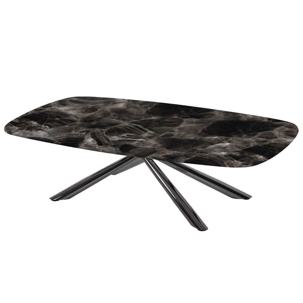 XYLIA – Mix & Match Marble Coffee Table with Black Glossy Metal Leg (1400mm x 800mm)