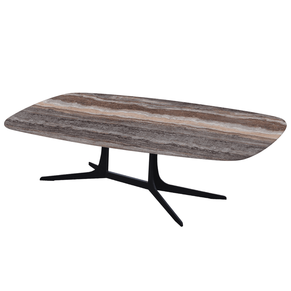 HANNA – Mix & Match Marble Coffee Table with Black Metal Leg (1400mm x 800mm)