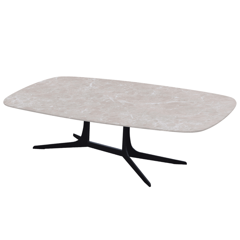 HANNA – Mix & Match Marble Coffee Table with Black Metal Leg (1400mm x 800mm)