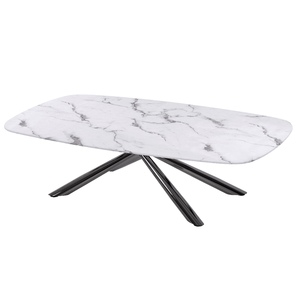 XYLIA – Mix & Match Marble Coffee Table with Black Glossy Metal Leg (1400mm x 800mm)