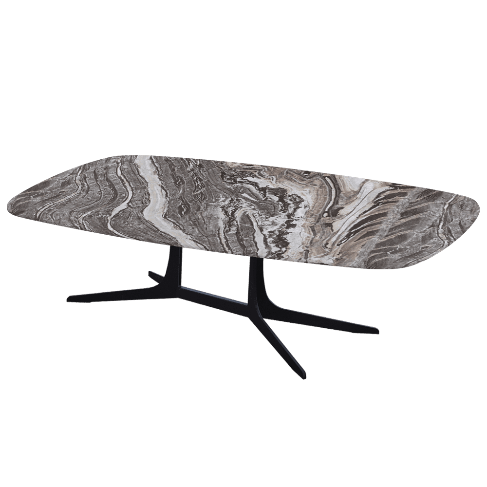 HANNA – Mix & Match Marble Coffee Table with Black Metal Leg (1400mm x 800mm)