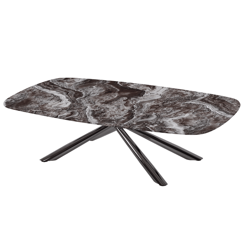 XYLIA – Mix & Match Marble Coffee Table with Black Glossy Metal Leg (1400mm x 800mm)