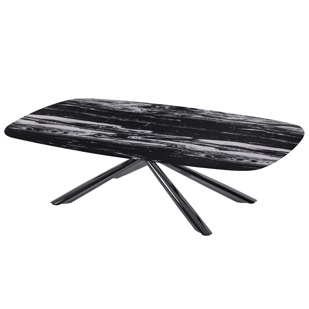 XYLIA – Mix & Match Marble Coffee Table with Black Glossy Metal Leg (1400mm x 800mm)