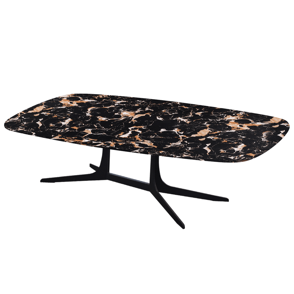 HANNA – Mix & Match Marble Coffee Table with Black Metal Leg (1400mm x 800mm)