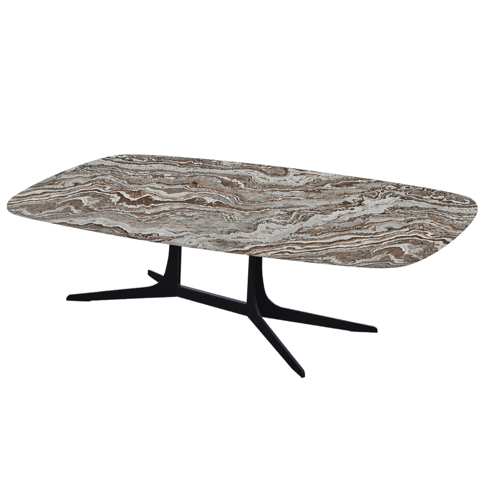 HANNA – Mix & Match Marble Coffee Table with Black Metal Leg (1400mm x 800mm)