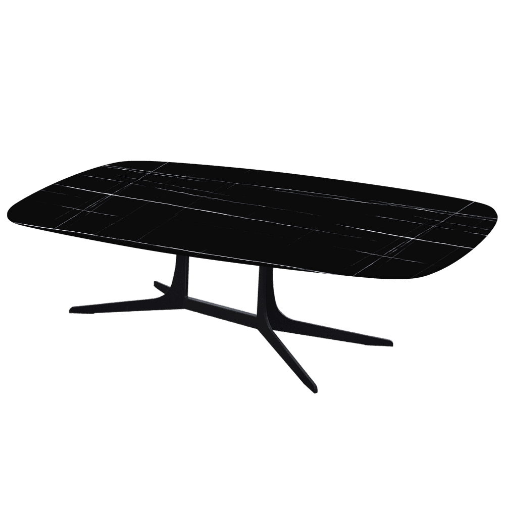 HANNA – Mix & Match Marble Coffee Table with Black Metal Leg (1400mm x 800mm)