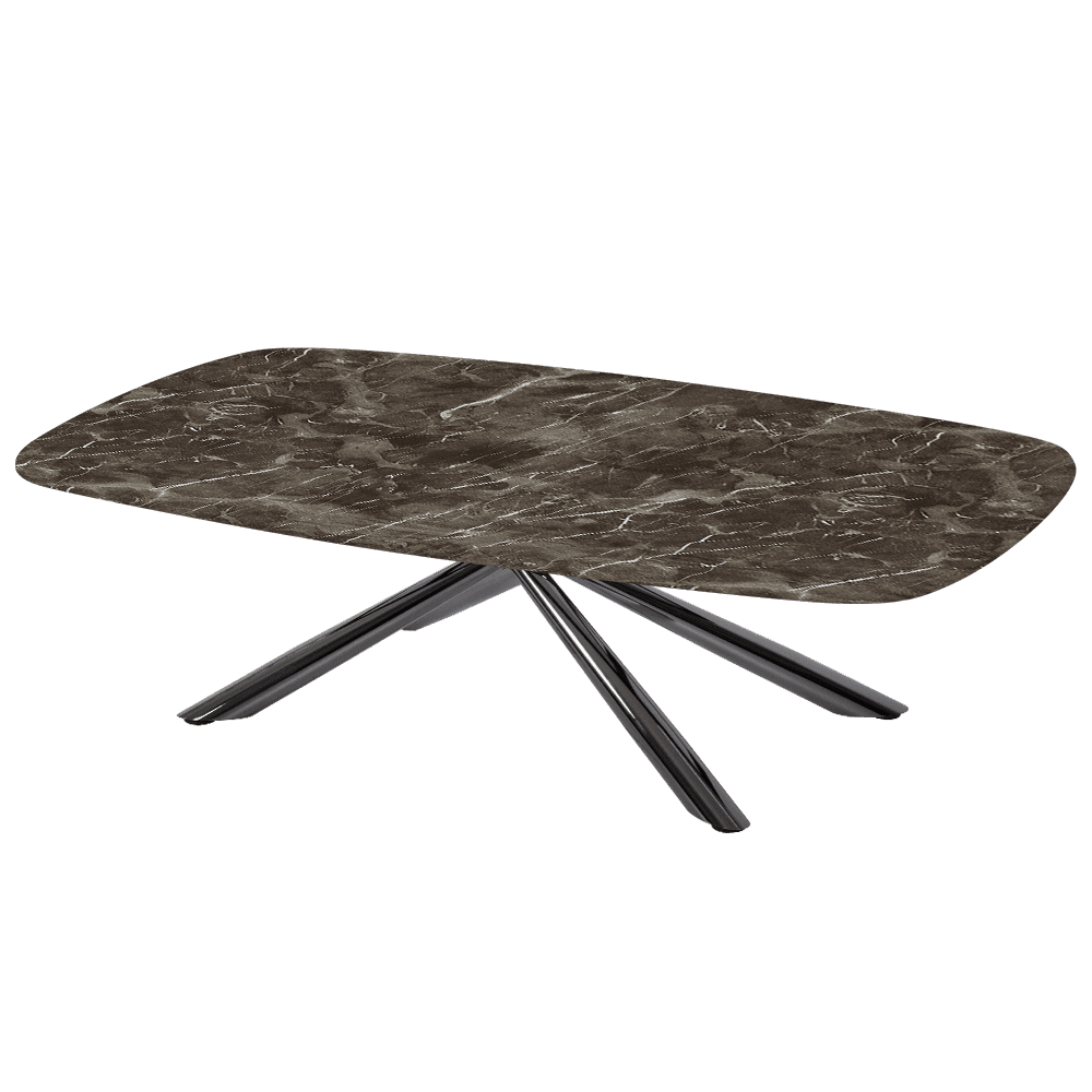XYLIA – Mix & Match Marble Coffee Table with Black Glossy Metal Leg (1400mm x 800mm)