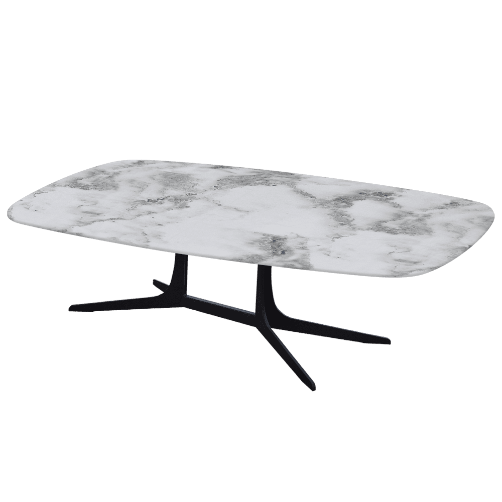 HANNA – Mix & Match Marble Coffee Table with Black Metal Leg (1400mm x 800mm)