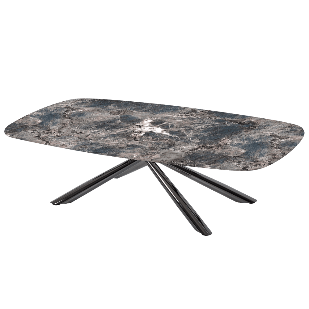 XYLIA – Mix & Match Marble Coffee Table with Black Glossy Metal Leg (1400mm x 800mm)