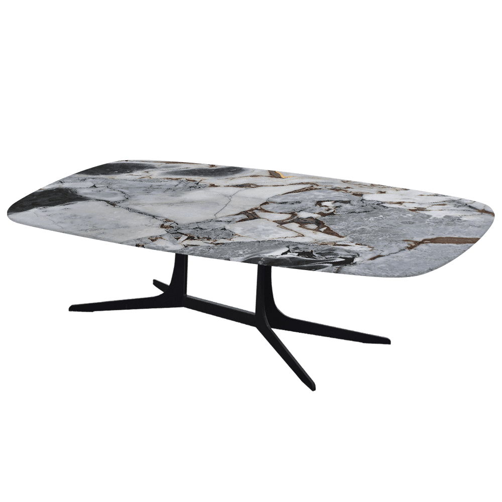 HANNA – Mix & Match Marble Coffee Table with Black Metal Leg (1400mm x 800mm)