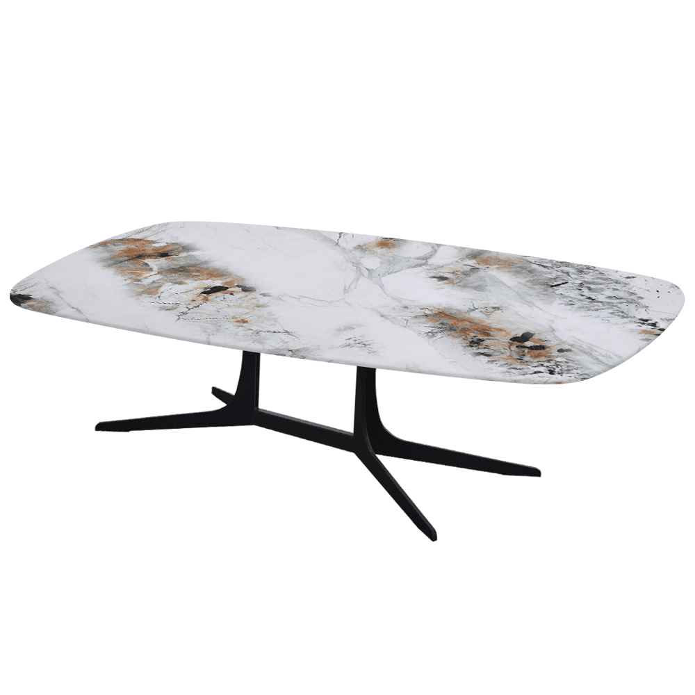 HANNA – Mix & Match Marble Coffee Table with Black Metal Leg (1400mm x 800mm)