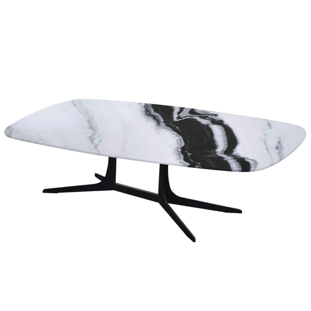 HANNA – Mix & Match Marble Coffee Table with Black Metal Leg (1400mm x 800mm)