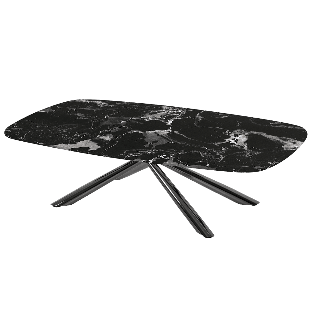 XYLIA – Mix & Match Marble Coffee Table with Black Glossy Metal Leg (1400mm x 800mm)