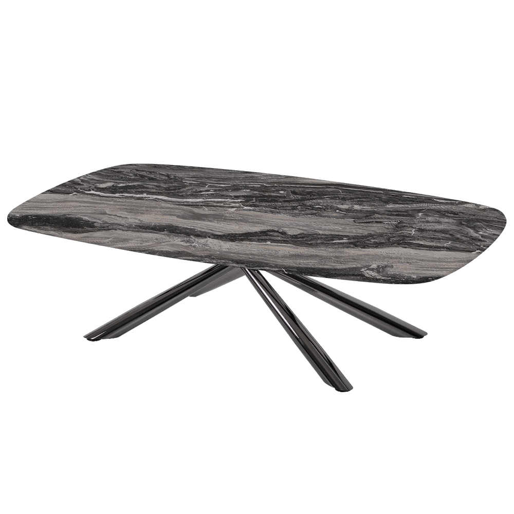 XYLIA – Mix & Match Marble Coffee Table with Black Glossy Metal Leg (1400mm x 800mm)