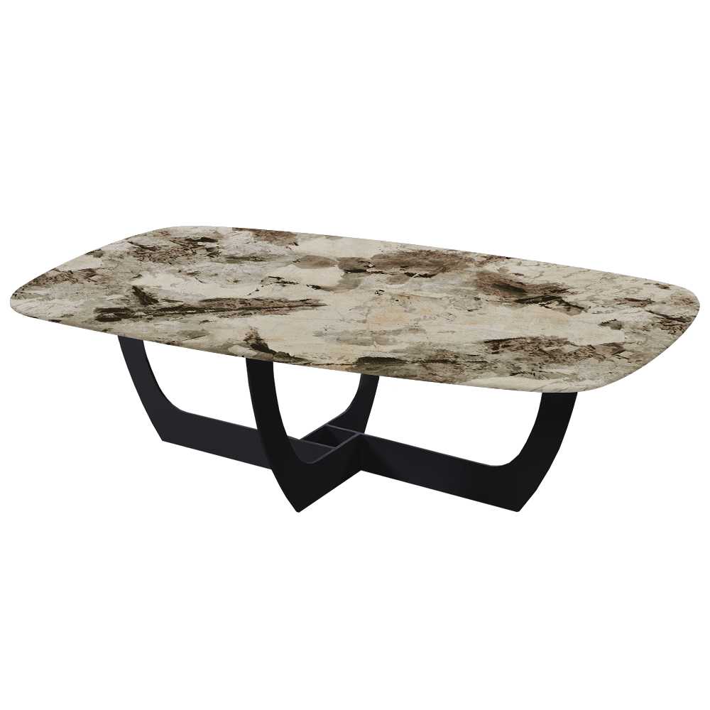 VIENNA – Mix & Match Marble Coffee Table with Black Metal Leg (1400mmx800mm)