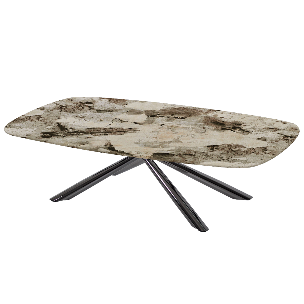 XYLIA – Mix & Match Marble Coffee Table with Black Glossy Metal Leg (1400mm x 800mm)