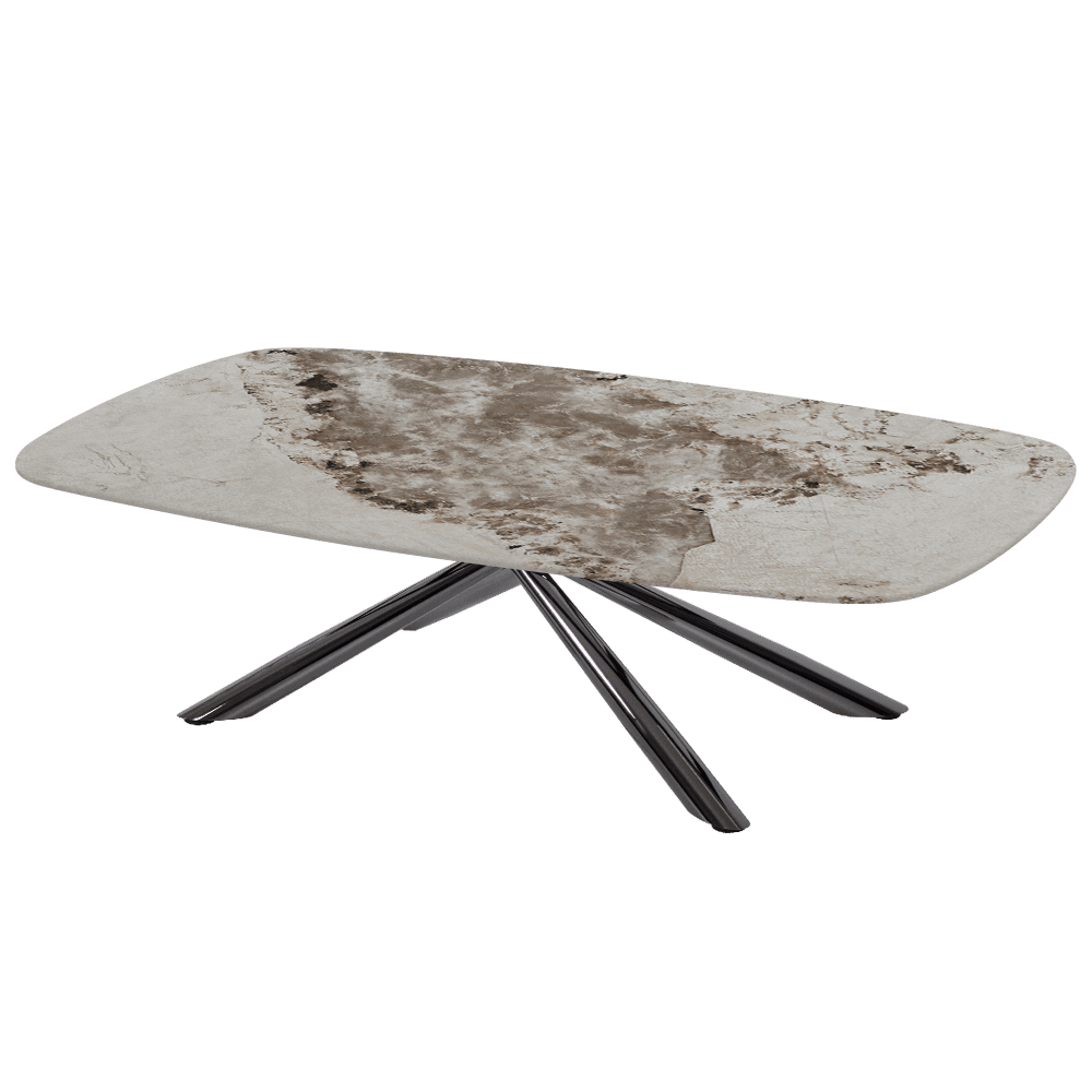 XYLIA – Mix & Match Marble Coffee Table with Black Glossy Metal Leg (1400mm x 800mm)