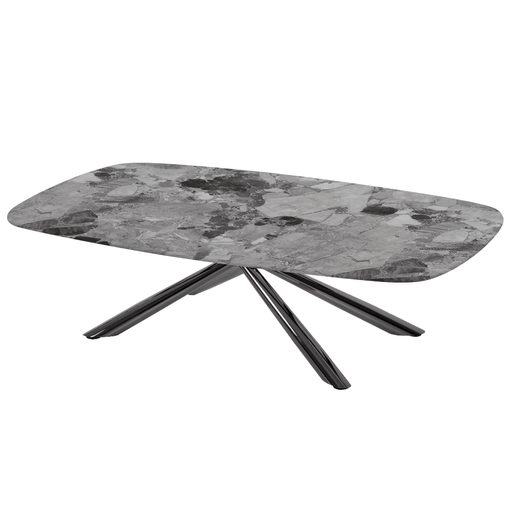 XYLIA – Mix & Match Marble Coffee Table with Black Glossy Metal Leg (1400mm x 800mm)