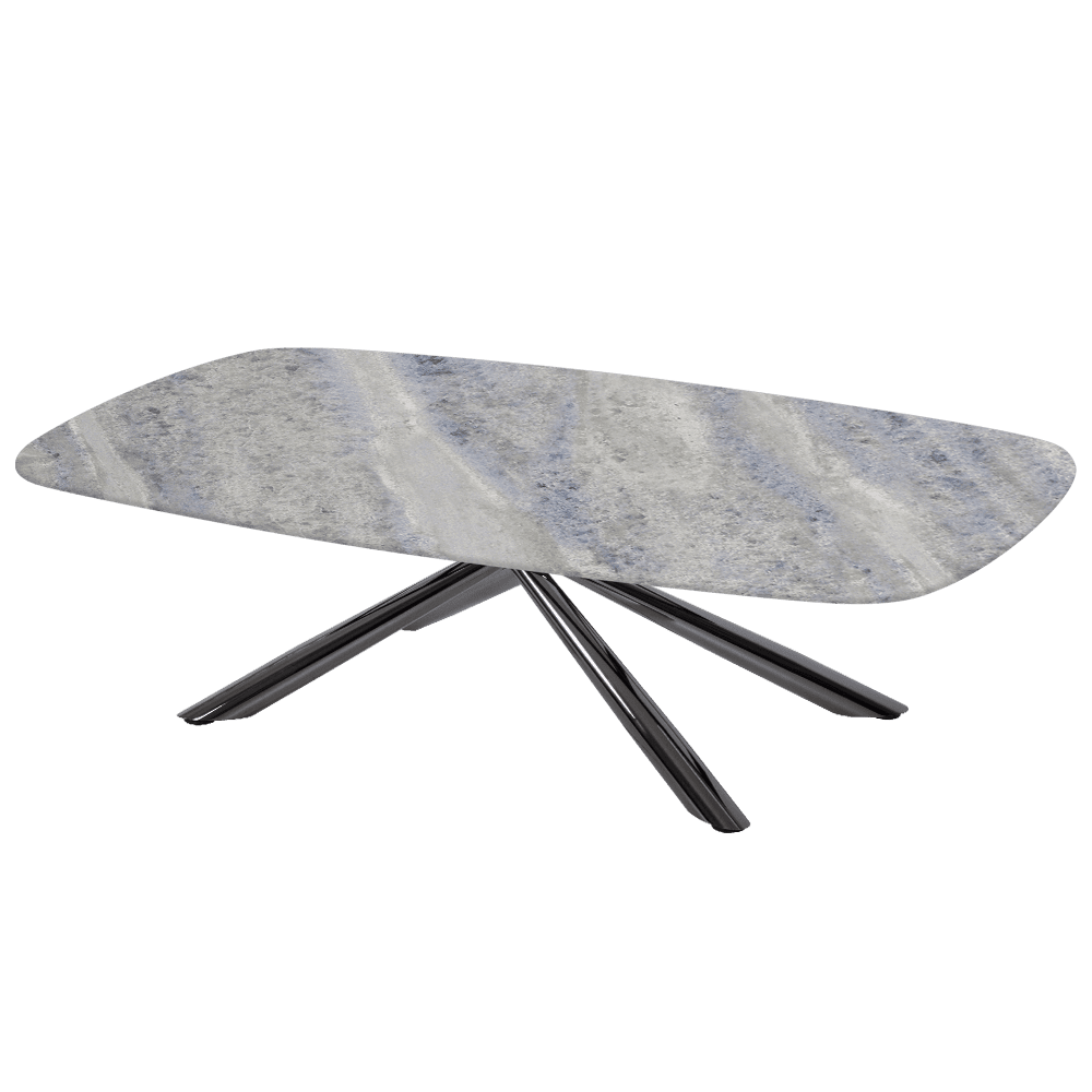 XYLIA – Mix & Match Marble Coffee Table with Black Glossy Metal Leg (1400mm x 800mm)