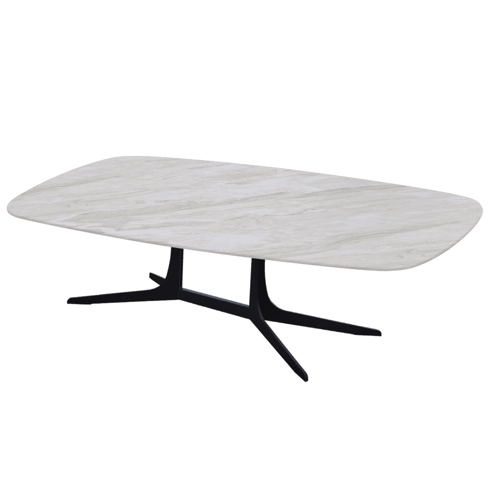HANNA – Mix & Match Marble Coffee Table with Black Metal Leg (1400mm x 800mm)
