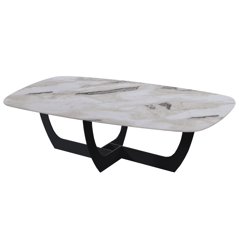 VIENNA – Mix & Match Marble Coffee Table with Black Metal Leg (1400mmx800mm)