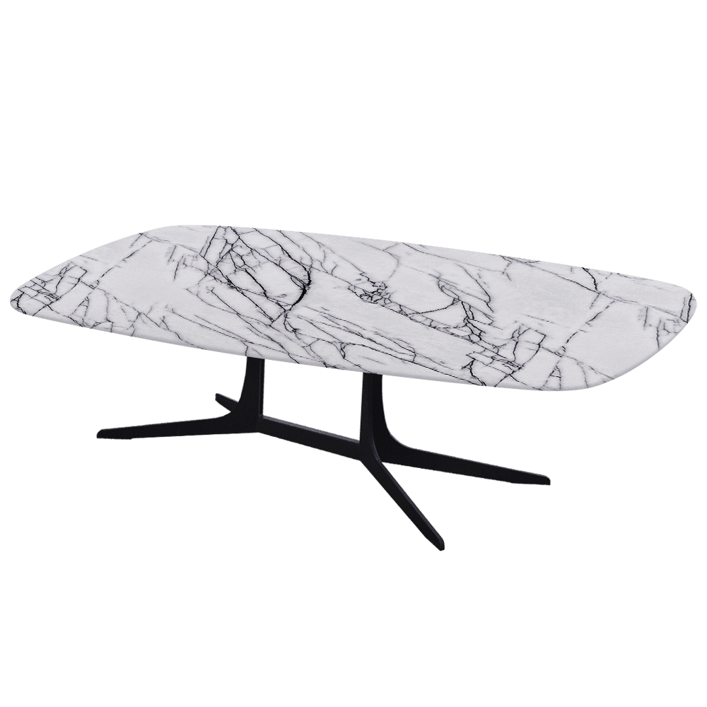 HANNA – Mix & Match Marble Coffee Table with Black Metal Leg (1400mm x 800mm)