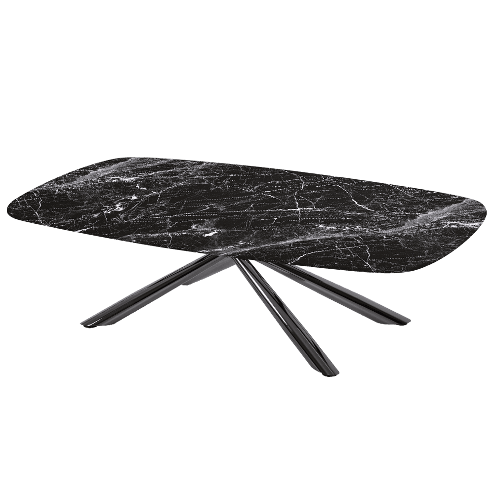 XYLIA – Mix & Match Marble Coffee Table with Black Glossy Metal Leg (1400mm x 800mm)
