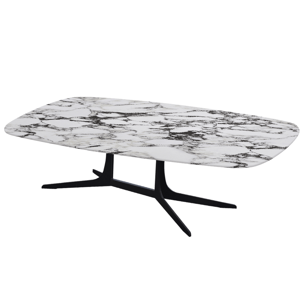 HANNA – Mix & Match Marble Coffee Table with Black Metal Leg (1400mm x 800mm)