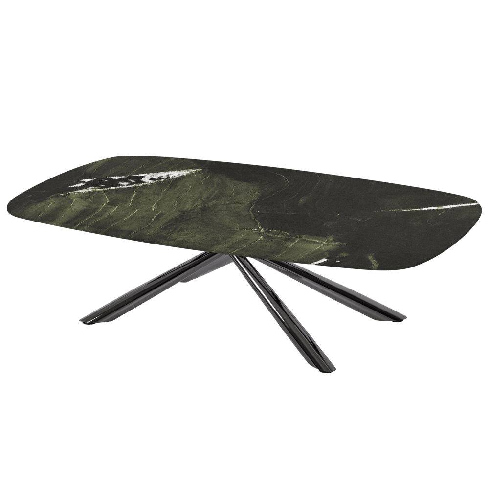 XYLIA – Mix & Match Marble Coffee Table with Black Glossy Metal Leg (1400mm x 800mm)