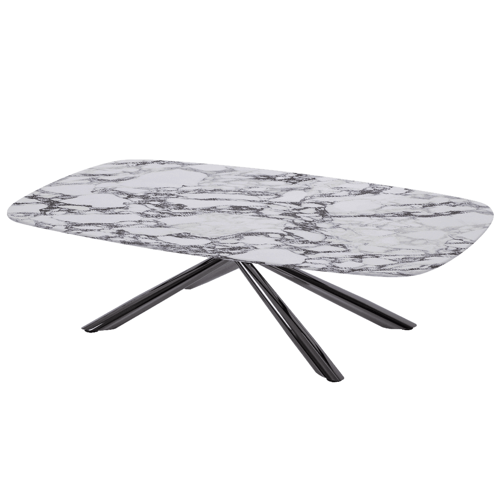 XYLIA – Mix & Match Marble Coffee Table with Black Glossy Metal Leg (1400mm x 800mm)