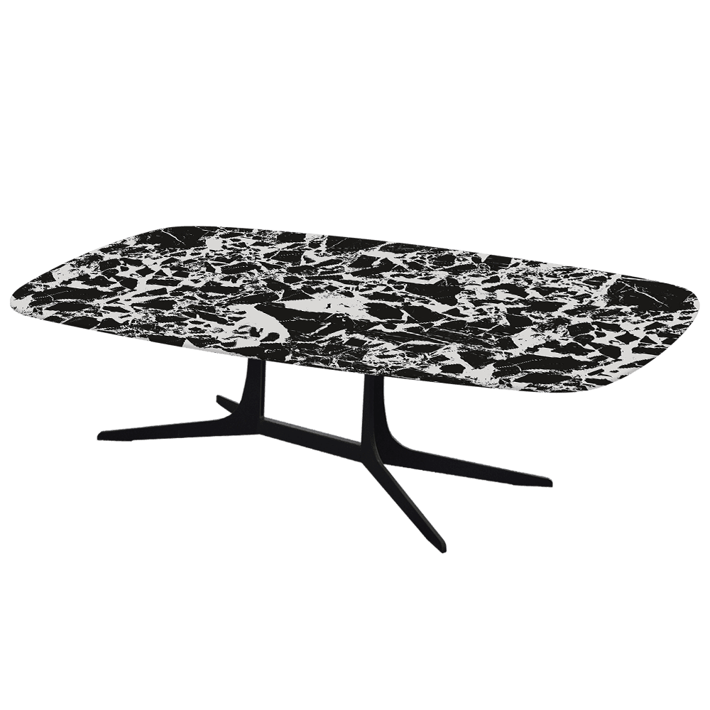 HANNA – Mix & Match Marble Coffee Table with Black Metal Leg (1400mm x 800mm)