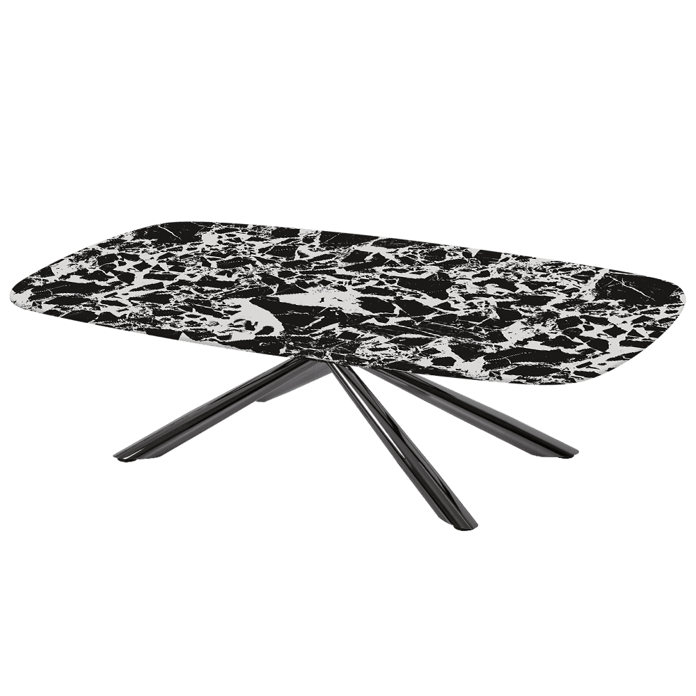 XYLIA – Mix & Match Marble Coffee Table with Black Glossy Metal Leg (1400mm x 800mm)