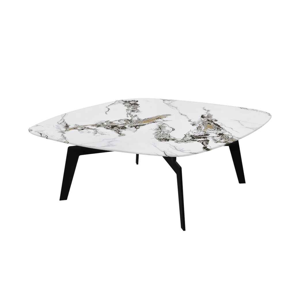 SELENA – Mix & Match Marble Coffee Table with Black Metal Leg