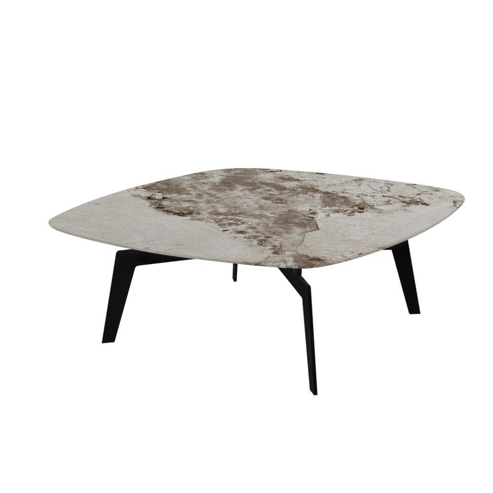 SELENA – Mix & Match Marble Coffee Table with Black Metal Leg