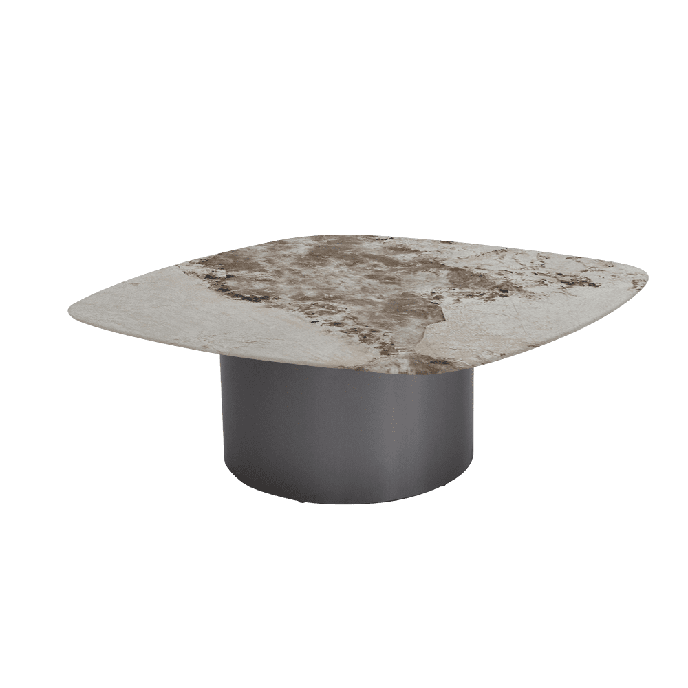 YUNA – Mix & Match Marble Coffee Table with Stainless Steel Leg (1000mm x 1000mm)