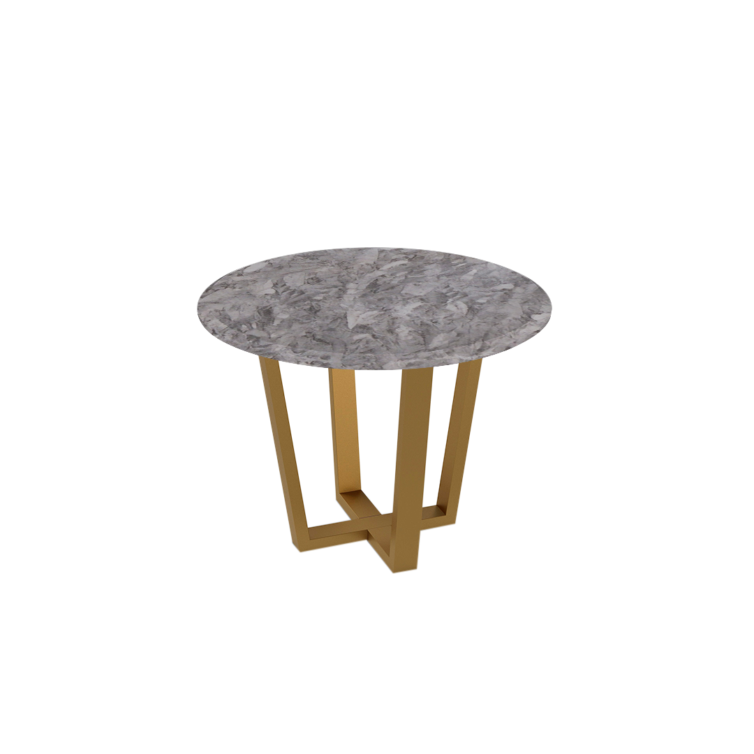 Mix & Match Round Marble Dining Table with Gold Metal Base (4-seater)