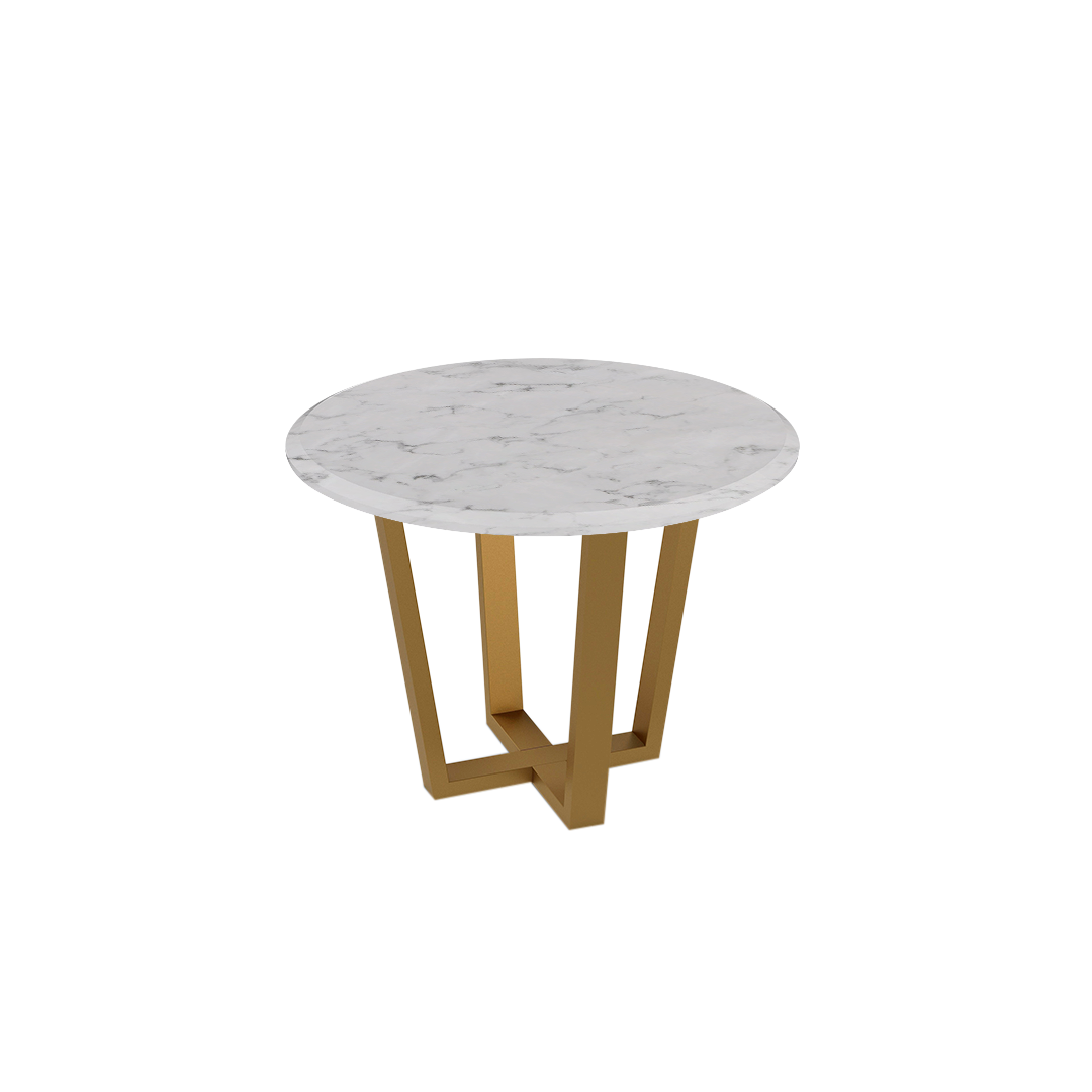 Mix & Match Round Marble Dining Table with Gold Metal Base (4-seater)
