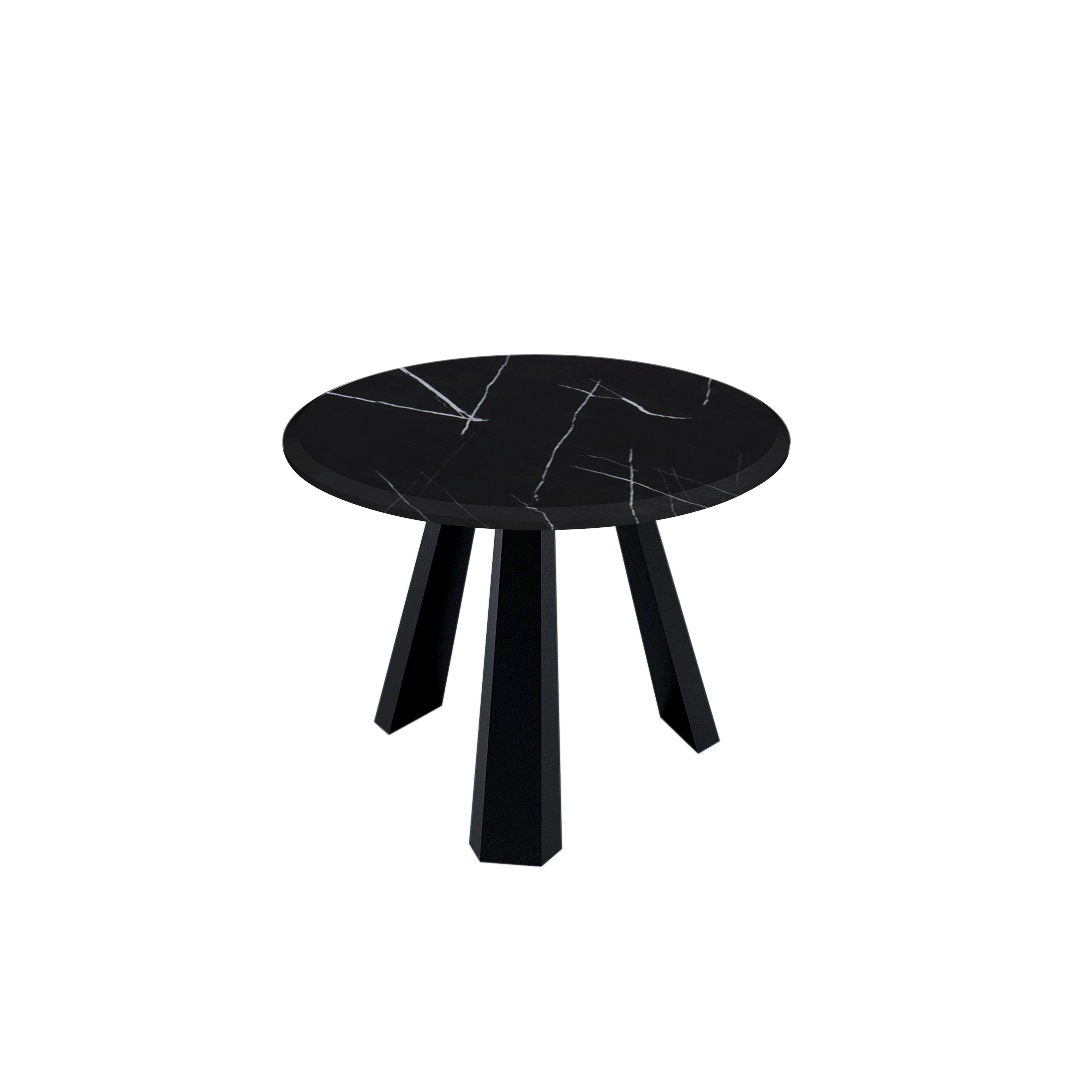Mix & Match Round Marble Dining Table with Black Metal Base (4-seater)